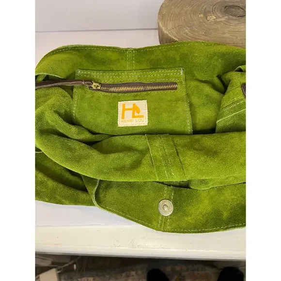 Henri Lou Green Y2K seude Hobo Bag  Euc - Picture 7 of 9
